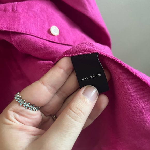 Lafayette 148 100% Linen Button Up Shirt Pink‎ Size 12 åç - Picture 6 of 6